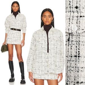 L'Academie Meloe Tweed Shacket Shirt Jacket RelaxedFit Quiet Luxury Minimalist M